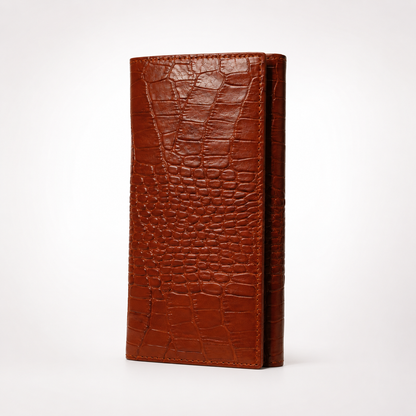 Portofel Damă Piele Maro Cognac Crocodil cu Cutie | PRO 1145-77