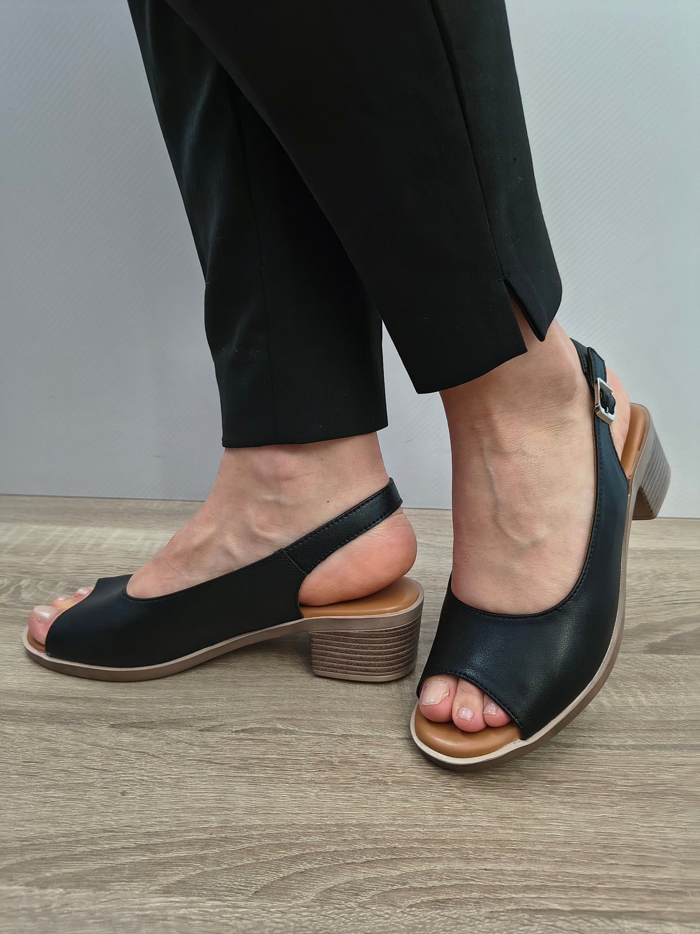Sandale Casual Damă Formazione 352-1 Negru - Piele Naturală