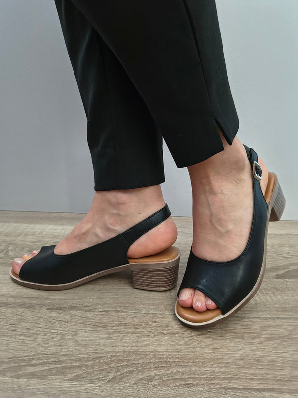 Sandale Casual Damă Formazione 352-1 Negru - Piele Naturală - imagine 3