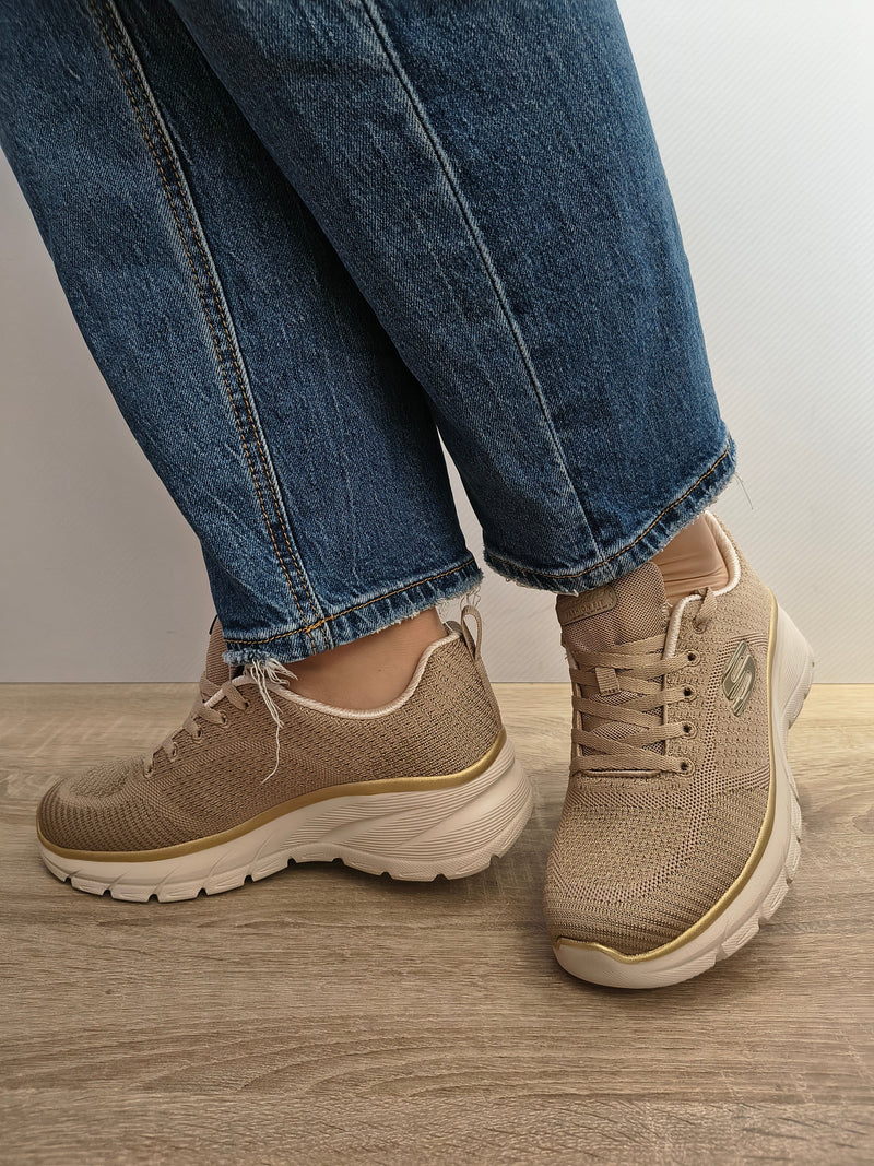 PANTOFI SPORT DAMA SKECHERS 150384 TPGD TAUPE - imagine 2