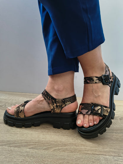 Sandale Casual Damă Karisma 60002C 07-I Negru/Bronze - Piele Naturală - vedere 1