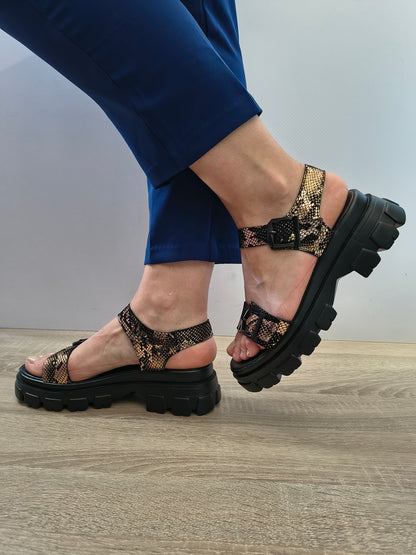 Sandale Casual Damă Karisma 60002C 07-I Negru/Bronze - Piele Naturală - vedere 5