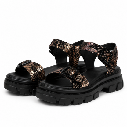 Sandale Casual Damă Karisma 60002C 07-I Negru/Bronze - Piele Naturală
