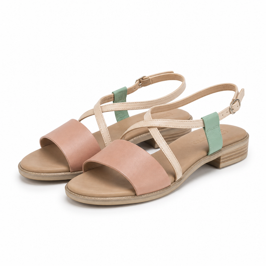 SANDALE CASUAL DAMA PASS 70407 J1-N ROZ + BEJ + VERNIL