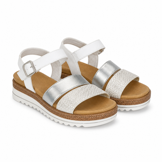 SANDALE CASUAL DAMA REMONTE D0Q55-90 ALBE CU ARGINTIU