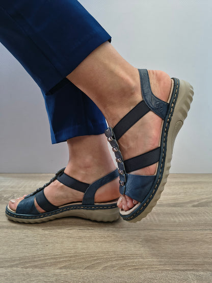 Sandale Casual Damă Rieker 60452-12 Albastru - Piele Naturală - vedere 5