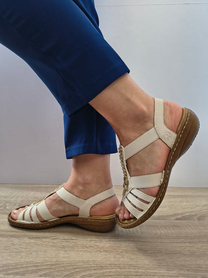 Sandale Casual Damă Rieker 60806-80 Crem (Alb) - Piele Ecologică - vedere 5
