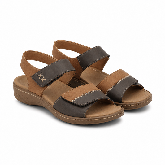 SANDALE CASUAL DAMA RIEKER V2860-24 MARO + CAMEL