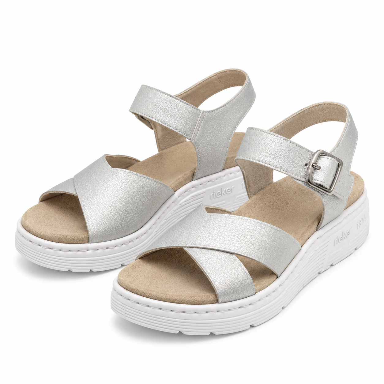 SANDALE CASUAL DAMA RIEKER V9110-90 PLATIN