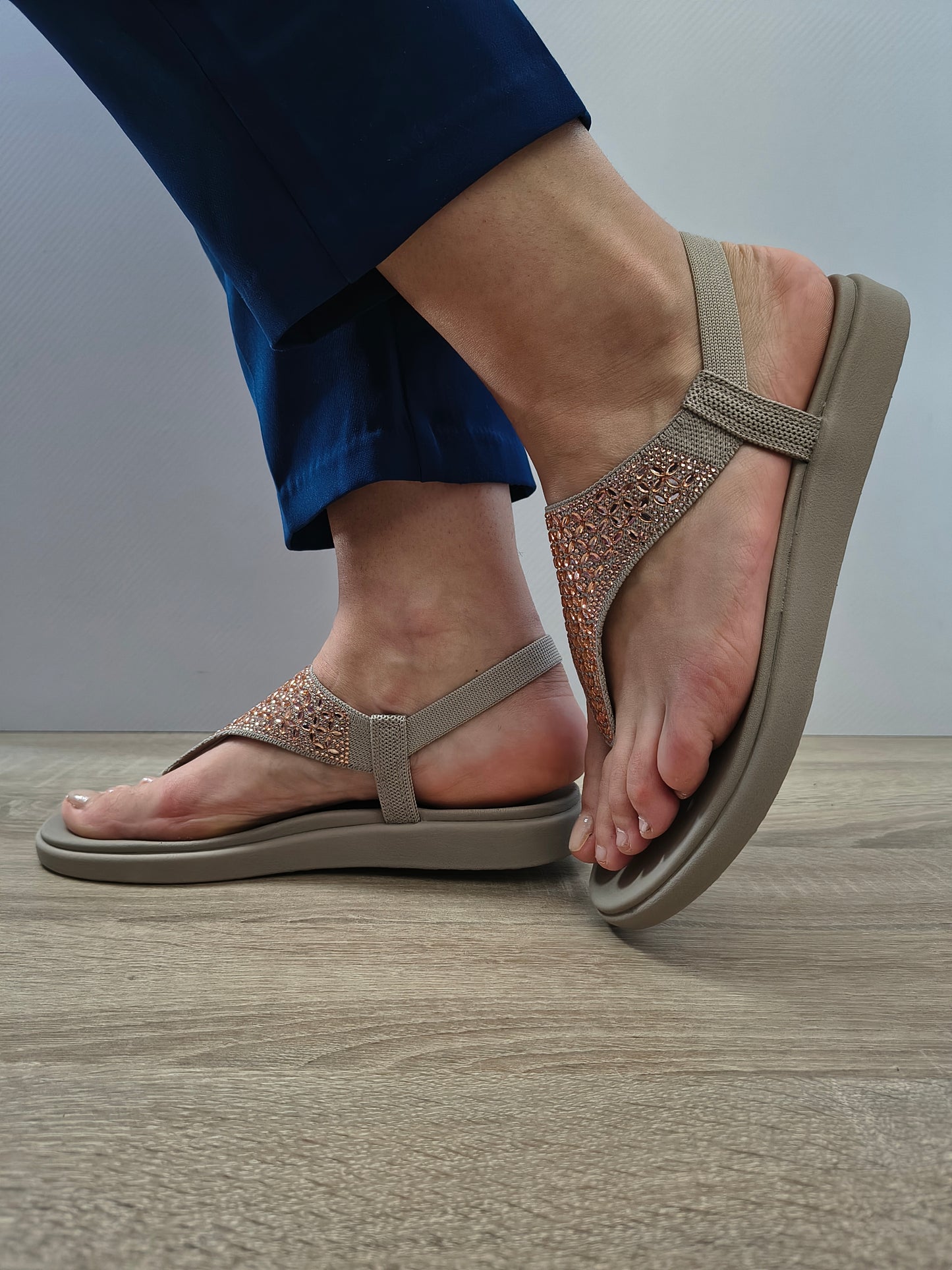 Sandale Casual Damă Skechers 163636 Taupe/Roze - Textil - vedere 5