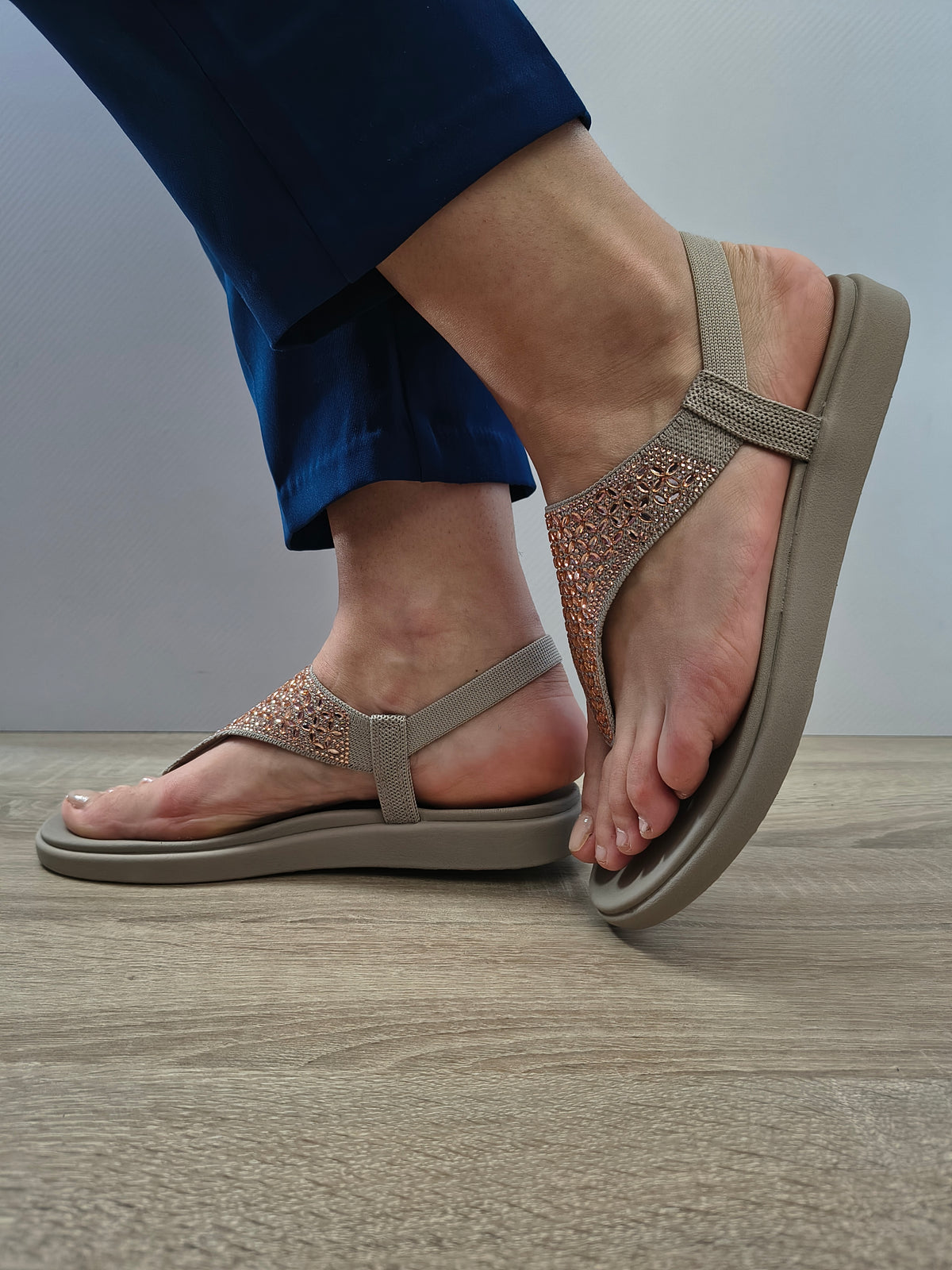 Sandale Casual Damă Skechers 163636 Taupe/Roze - Textil - vedere 5