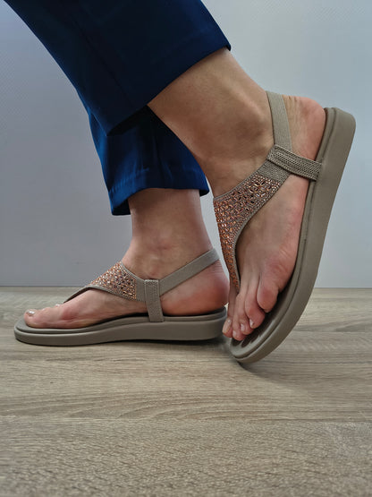 Sandale Casual Damă Skechers 163636 Taupe/Roze - Textil - vedere 5
