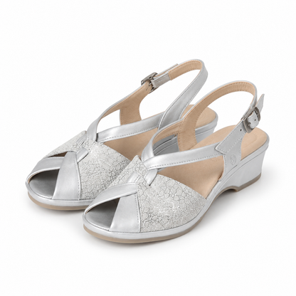 SANDALE CASUAL DAMA SUAVE 0065T ROMA 50-N GRI SIDEF CU ARGINTIU