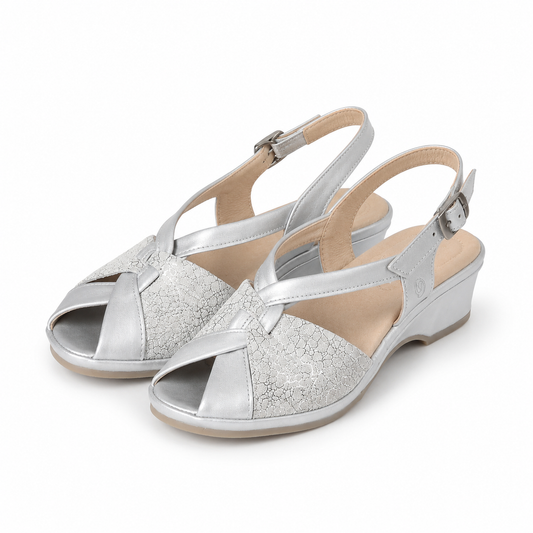 SANDALE CASUAL DAMA SUAVE 0065T ROMA 50-N GRI SIDEF CU ARGINTIU