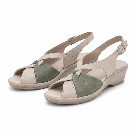 SANDALE CASUAL DAMA SUAVE 0065T ROMA 97-N BEJ CU VERDE