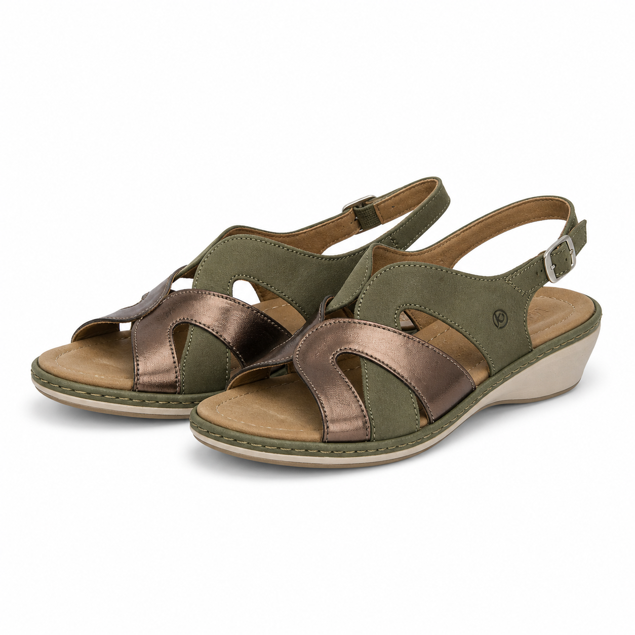 SANDALE CASUAL DAMA SUAVE 0900T PARIS 40-N KAKI CU BRONZ