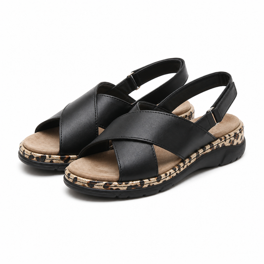 SANDALE CASUAL DAMA SUAVE 12505VT MOSTAR 01-N NEGRE CU LEOPARD