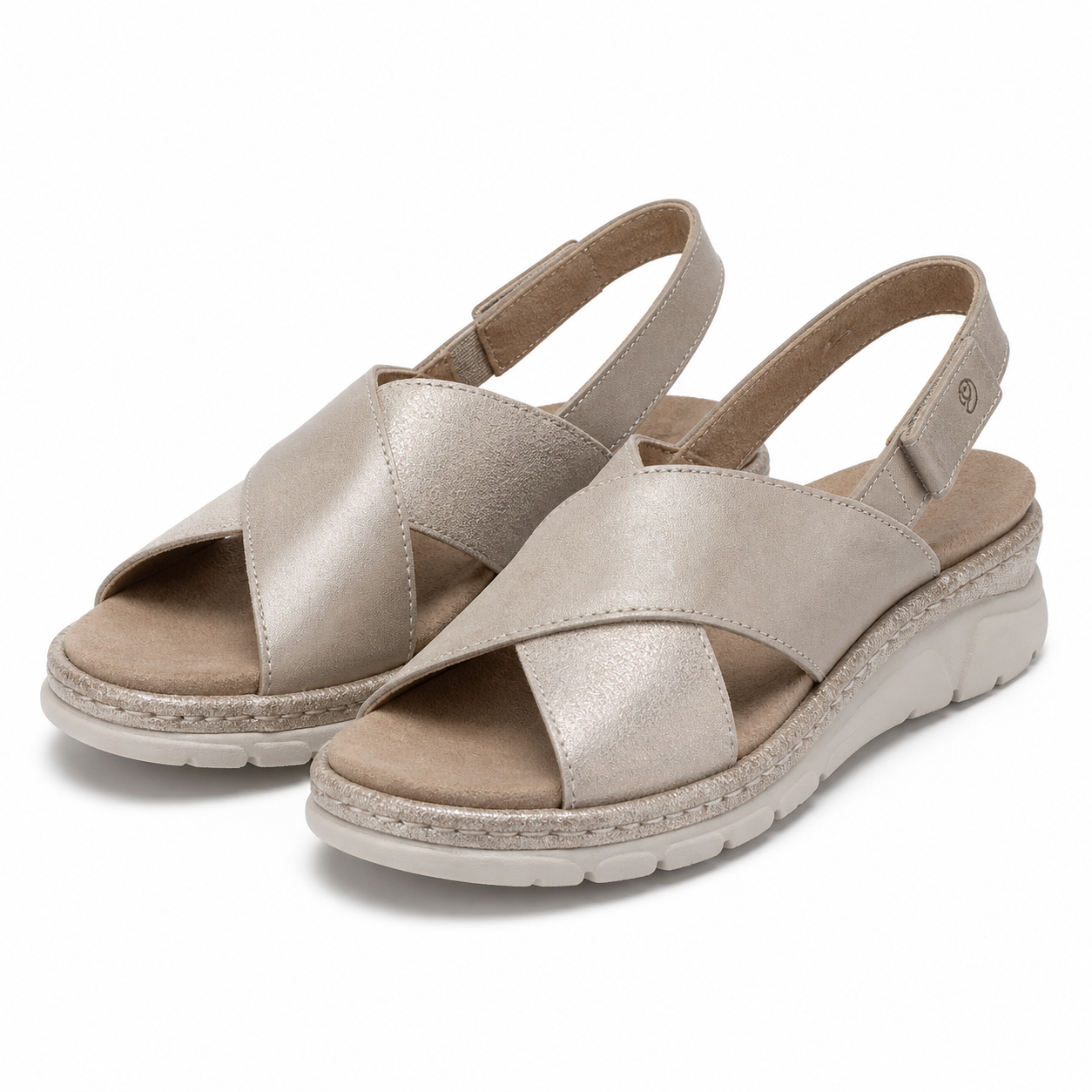 SANDALE CASUAL DAMA SUAVE 12505VT MOSTAR 03-N BEJ CU METALIC