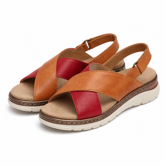 SANDALE CASUAL DAMA SUAVE 12505VT MOSTAR 55-N CARAMIZII CU ROSU