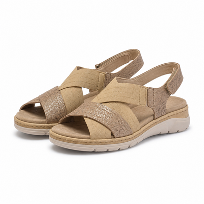 Sandale Casual Damă Suave 12538VT Bej Nubuck + Cappuccino