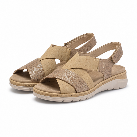 Sandale Casual Damă Suave 12538VT Bej Nubuck + Cappuccino