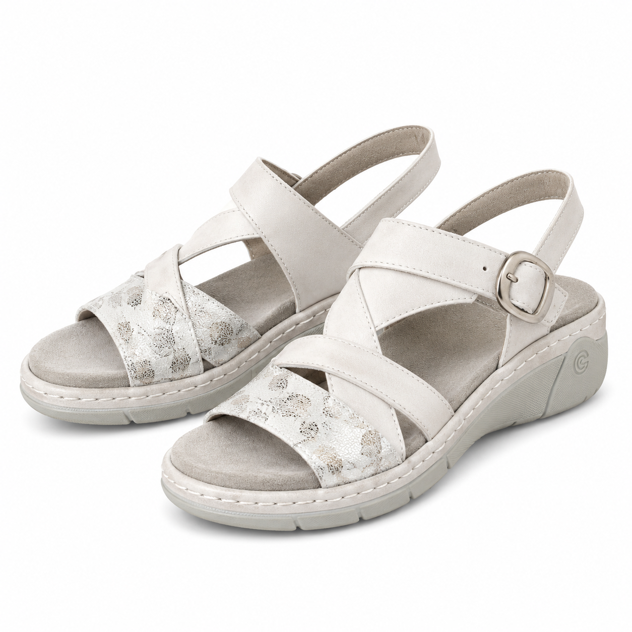SANDALE CASUAL DAMA SUAVE 14504T MYKONOS K5-N ALBE SIDEF CU ALB FLORAL