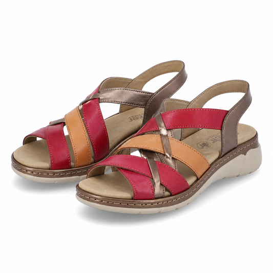 SANDALE CASUAL DAMA SUAVE 18006AT AZORES 15-N BRONZE + BORDO + CAMEL