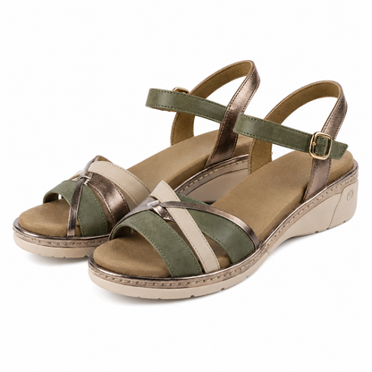 SANDALE CASUAL DAMA SUAVE 18006AT AZORES 97-N BEJ CU VERDE
