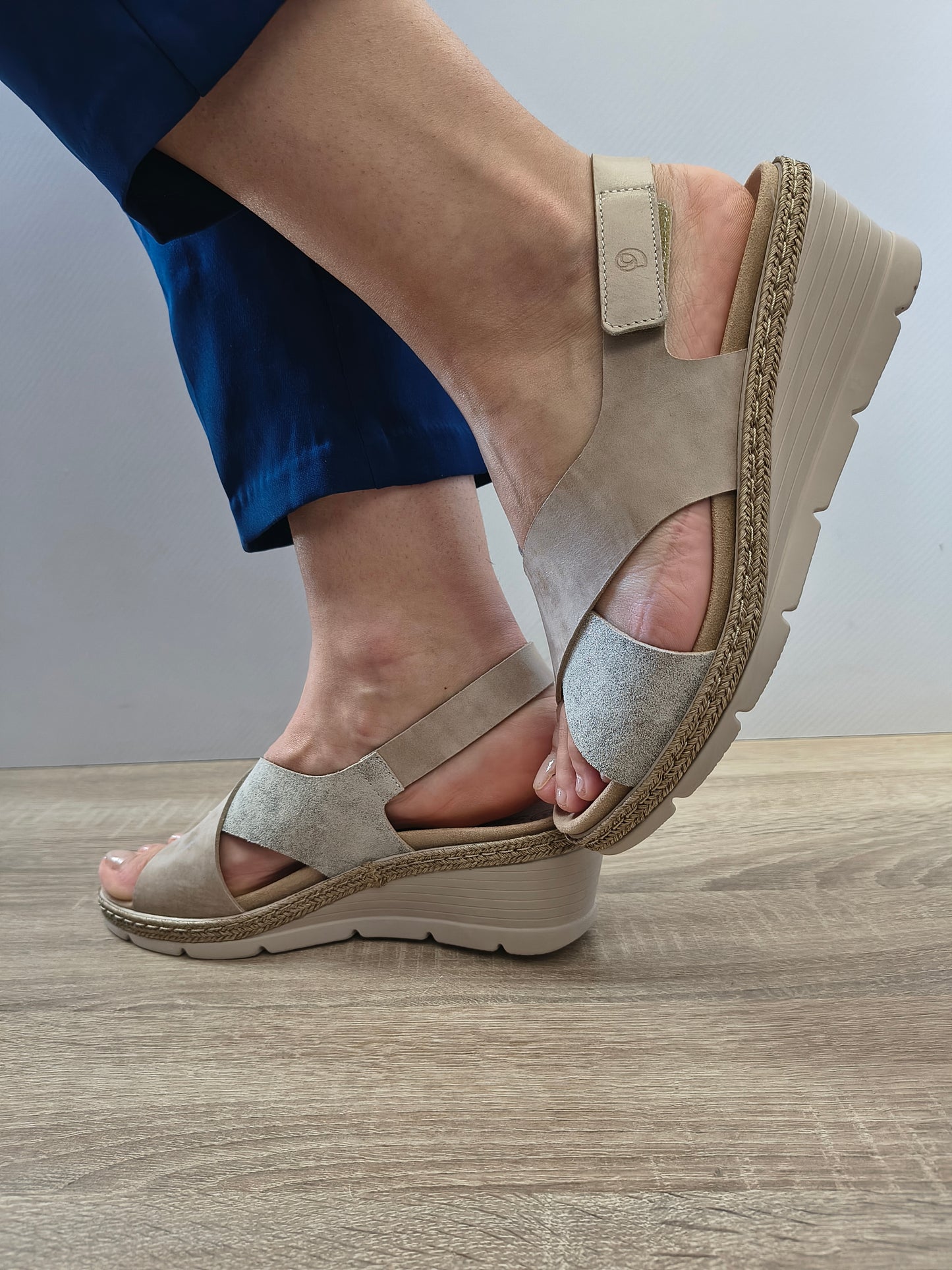Sandale Casual Damă Suave SU22002VJT Bej + Gri Effect - Piele Naturală - vedere 5