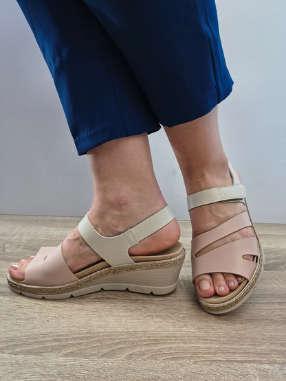 Sandale Casual Damă Suave SU22004VJT Roz + Crem - Piele Naturală - vedere 1
