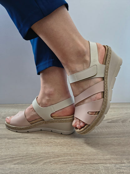 Sandale Casual Damă Suave SU22004VJT Roz + Crem - Piele Naturală - vedere 5