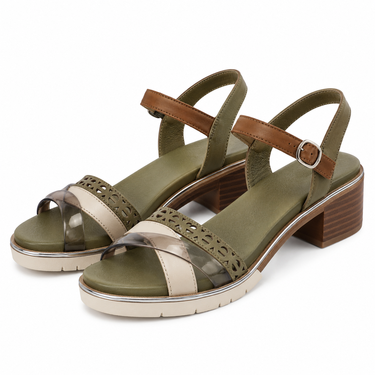 SANDALE CASUAL DAMA TAMARIS 28255-42 OLIVE + BEJ