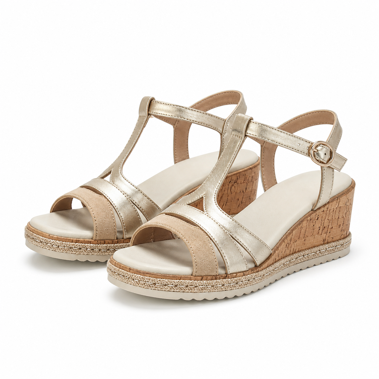 SANDALE CASUAL DAMA TAMARIS 28358-44 BEJ CU AURIU