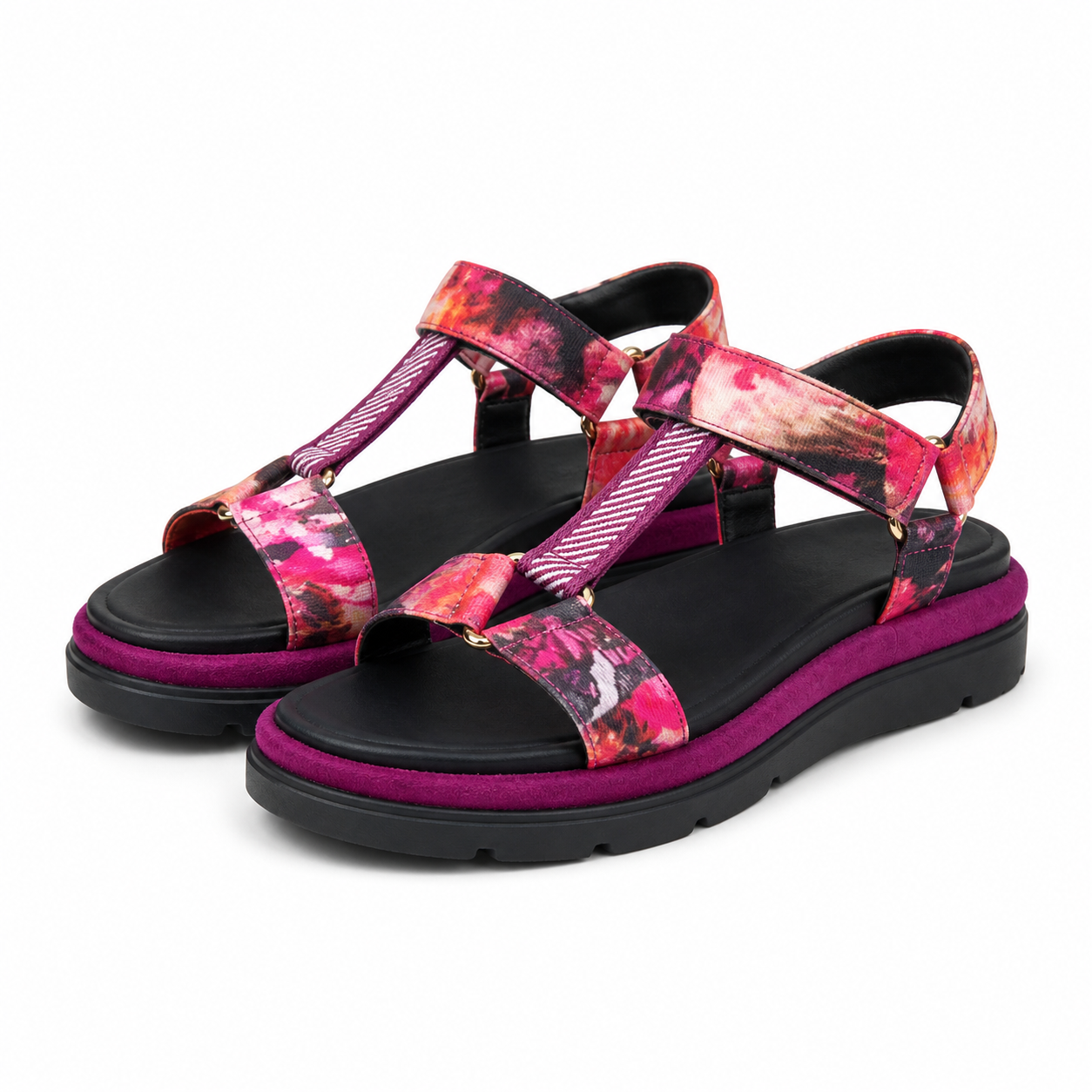 SANDALE CASUAL DAMA TAMARIS 28703-44 BURGUNDI + FLORAL