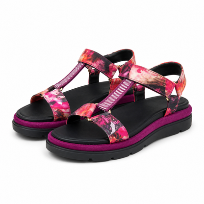 SANDALE CASUAL DAMA TAMARIS 28703-44 BURGUNDI + FLORAL