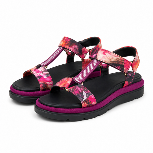 SANDALE CASUAL DAMA TAMARIS 28703-44 BURGUNDI + FLORAL