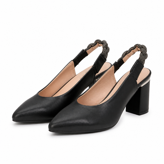 Sandale Elegante Damă Aga 1570 39 Negru - Piele Naturală