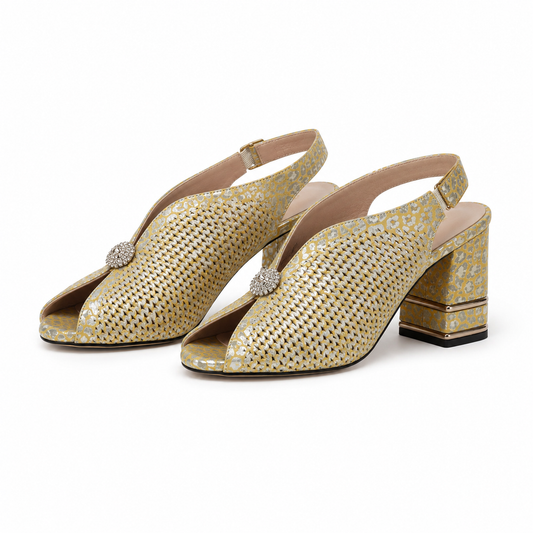 SANDALE ELEGANTE DAMA DOGATI 049-577 GALBENE + ARGINTII