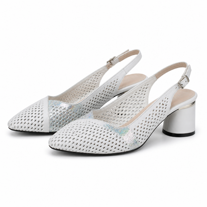 SANDALE ELEGANTE DAMA DOGATI 049 882-1 ALB + ARGINTIU