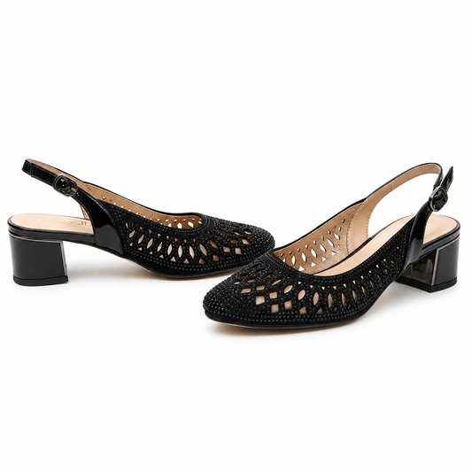 Sandale Elegante Damă Epica 40012N 01-I Negru Velur - Piele Naturală Întoarsă