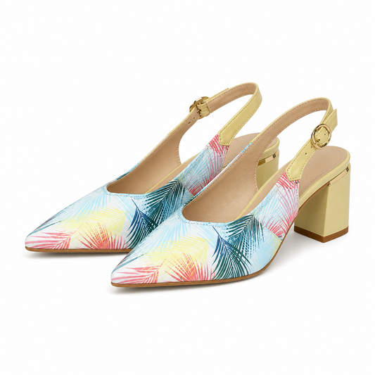 SANDALE ELEGANTE DAMA EPICA 60034A J7-N GALBENE + FLORAL