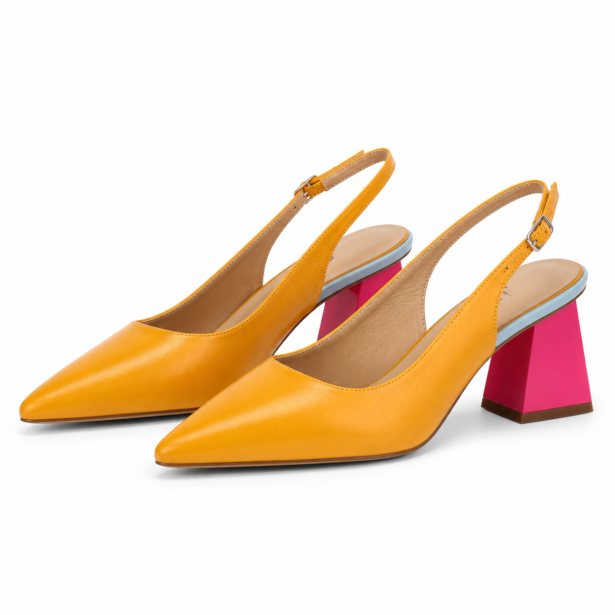 SANDALE ELEGANTE DAMA EPICA 8778-404-665 GALBENE CU FUXIA