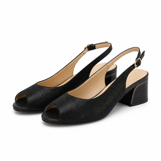 Sandale Elegante Damă Karisma 80002C 01-I Negru Effect - Piele Naturală Nubuck