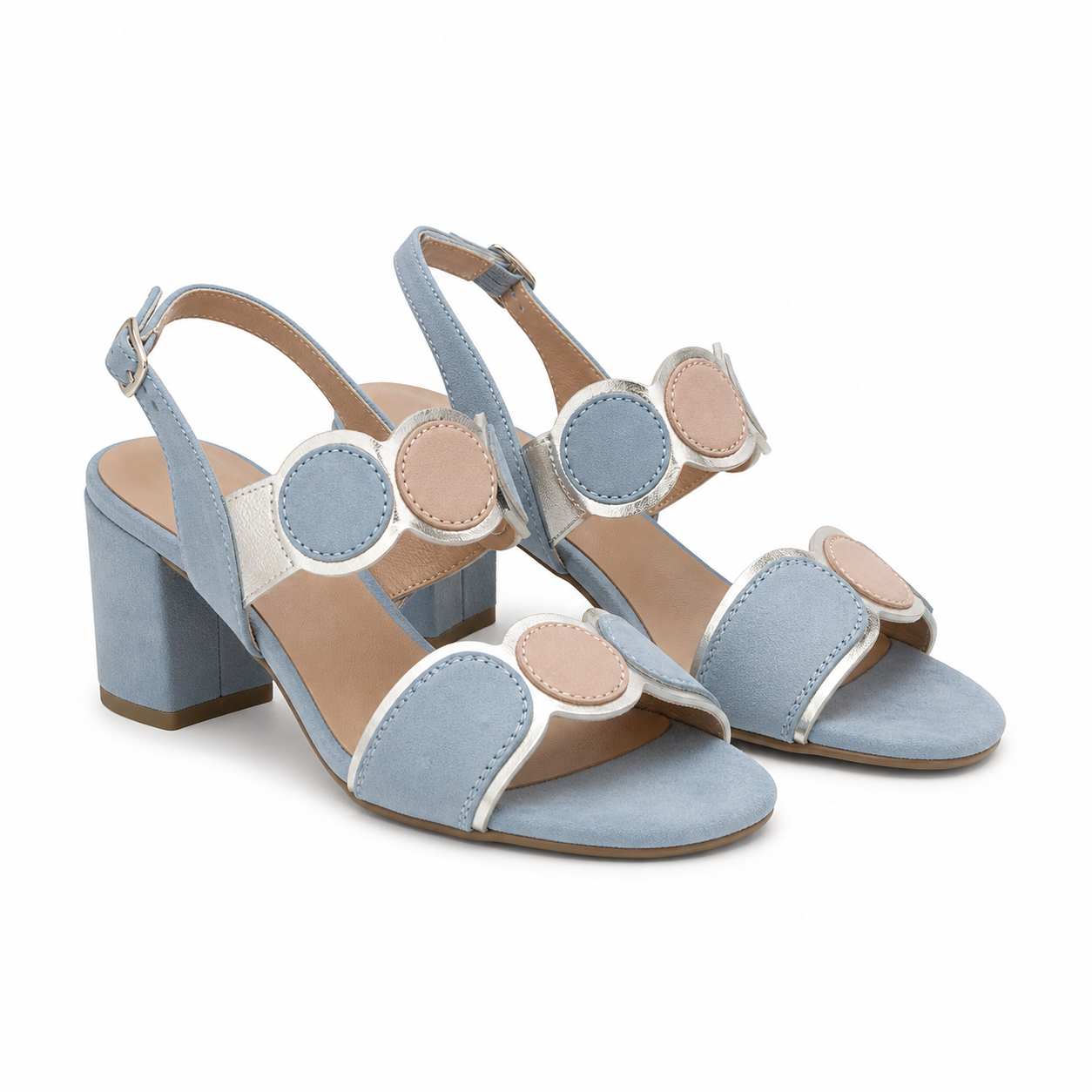 SANDALE ELEGANTE DAMA MARCO TOZZI 28347-42 BLEU CU ROZ NUDE