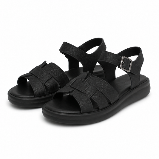 Sandale Casual Damă Formazione 28-022 Negru Nubuck - Piele Naturală Nubuck
