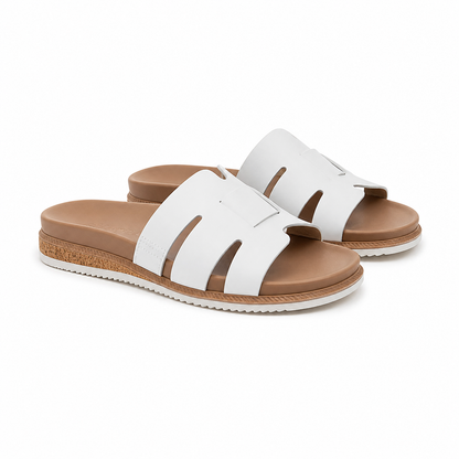 Saboti Casual Damă Skechers 114707 Wht Alb - Piele Ecologică