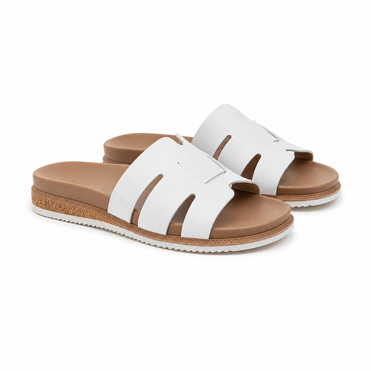 Saboti Casual Damă Skechers 114707 Wht Alb - Piele Ecologică
