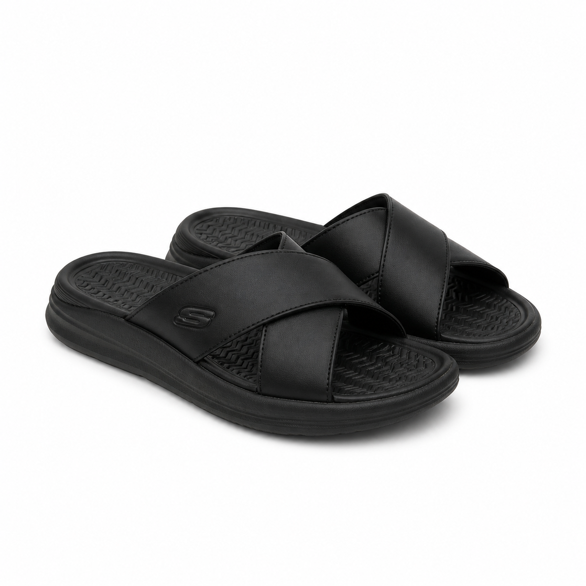 Slapi Bărbați Skechers 205627 Bbk Negru - Piele Naturală
