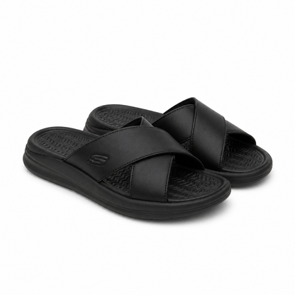 Slapi Bărbați Skechers 205627 Bbk Negru - Piele Naturală