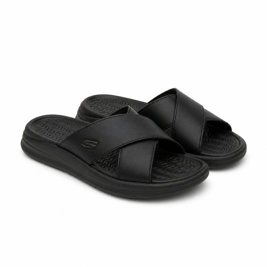 Slapi Bărbați Skechers 205627 Bbk Negru - Piele Naturală